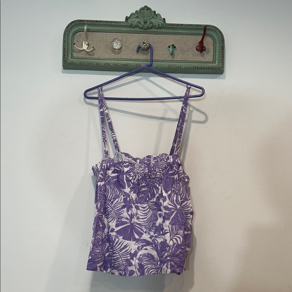 Sundry Palm Beach Print Purple Floral Tank Top Cami women’s large new